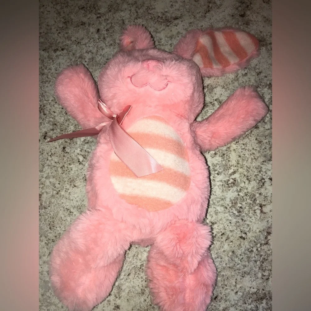 Dan Dee Plush Fuzzy Pink&White Striped Bunny Rabbit Stuffed Animal 18
